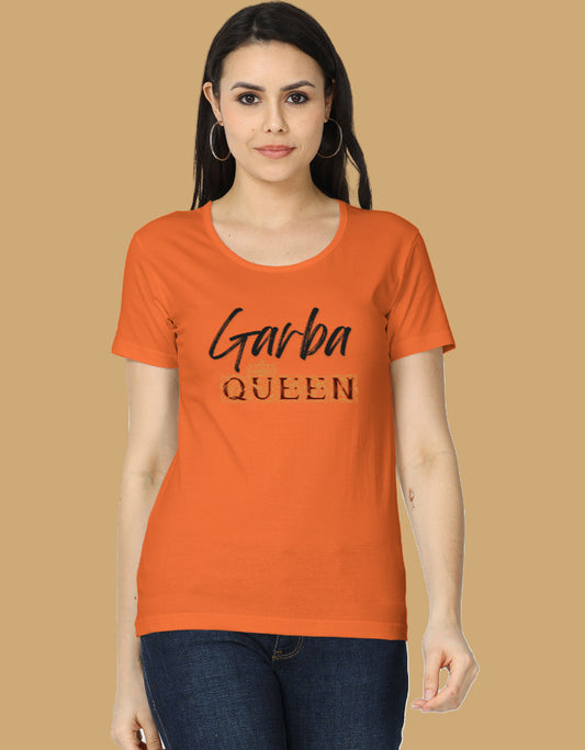 womens-classic-garba-queen-tshirt-cotton-4-orange