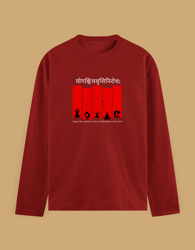 yoga-sutra-full-sleeve-tshirt-sanskrit-yoga-pose-design-red