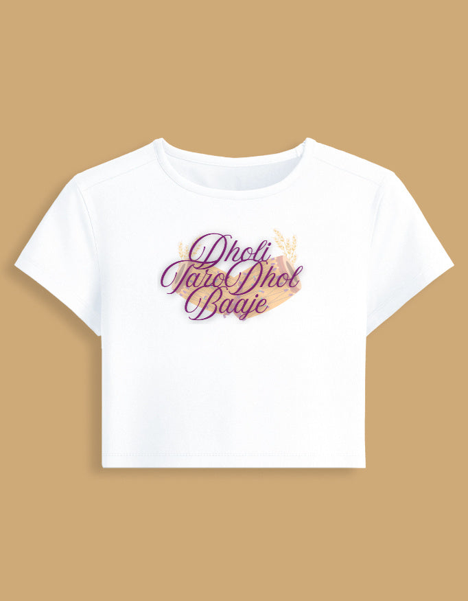 dholi-taro-dhol-baaje-baby-tee-white