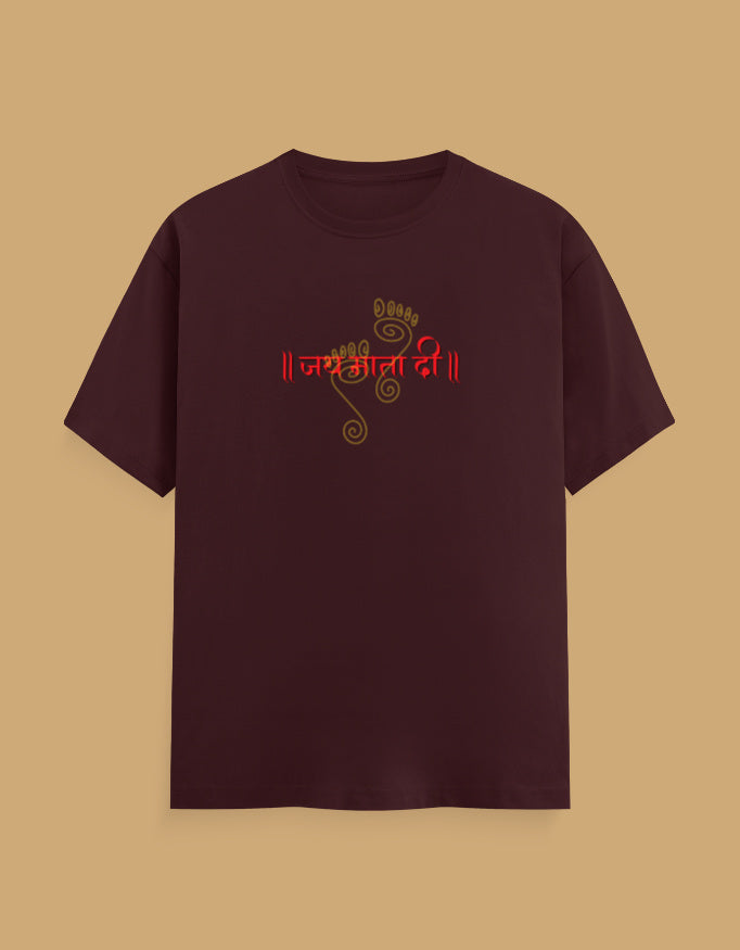 jai-mata-di-unisex-cotton-tshirt-maroon