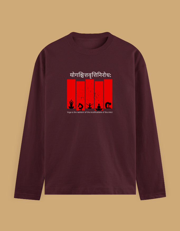yoga-sutra-full-sleeve-tshirt-sanskrit-yoga-pose-design-maroon