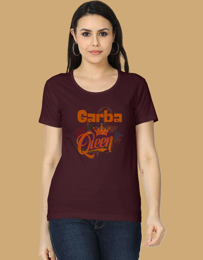 womens-classic-garba-queen-tshirt-cotton-maroon