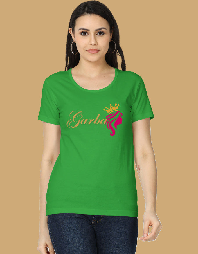 womens-classic-garba-queen-tshirt-cotton-3-flag-green