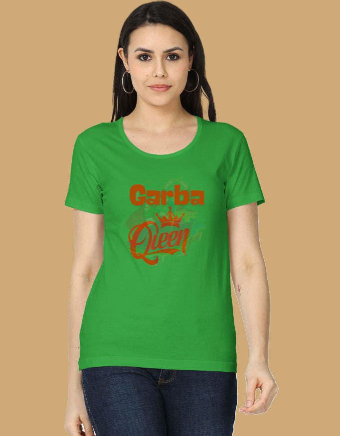 womens-classic-garba-queen-tshirt-cotton-flag-green