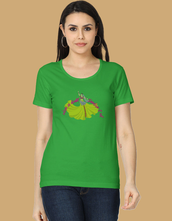 womens-classic-when-in-doubt-dandiya-it-out-tshirt-cotton-flag-green