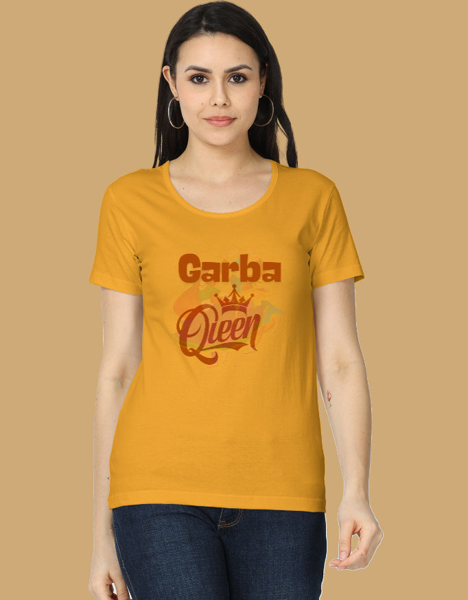 womens-classic-garba-queen-tshirt-cotton-golden-yellow