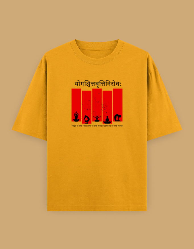 yoga-sutra-oversized-tshirt-sanskrit-yoga-pose-design-golden-yellow
