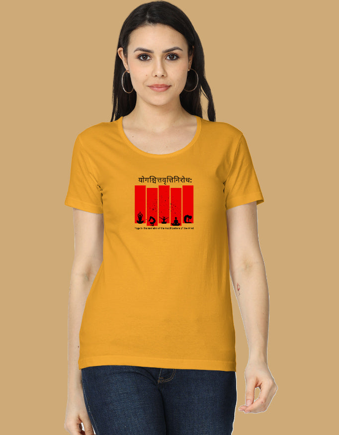 yoga-sutra-womens-tshirt-sanskrit-yoga-pose-design-golden-yellow