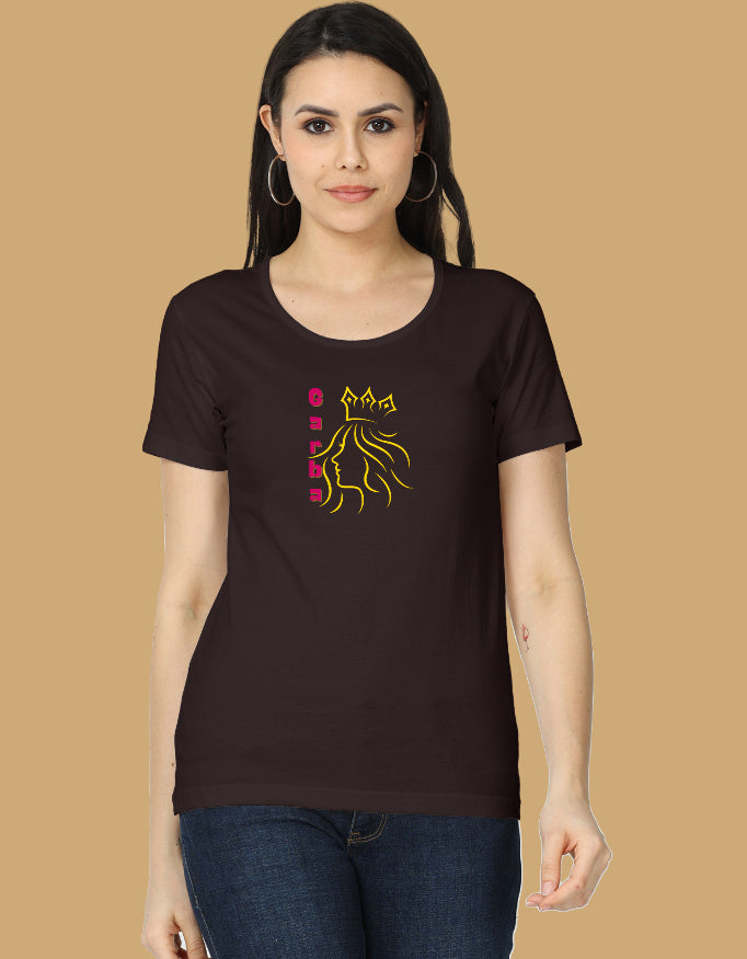womens-classic-garba-queen-tshirt-cotton-2-coffee-brown