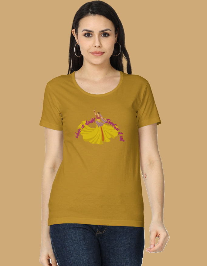 womens-classic-when-in-doubt-dandiya-it-out-tshirt-cotton-mustard-yellow
