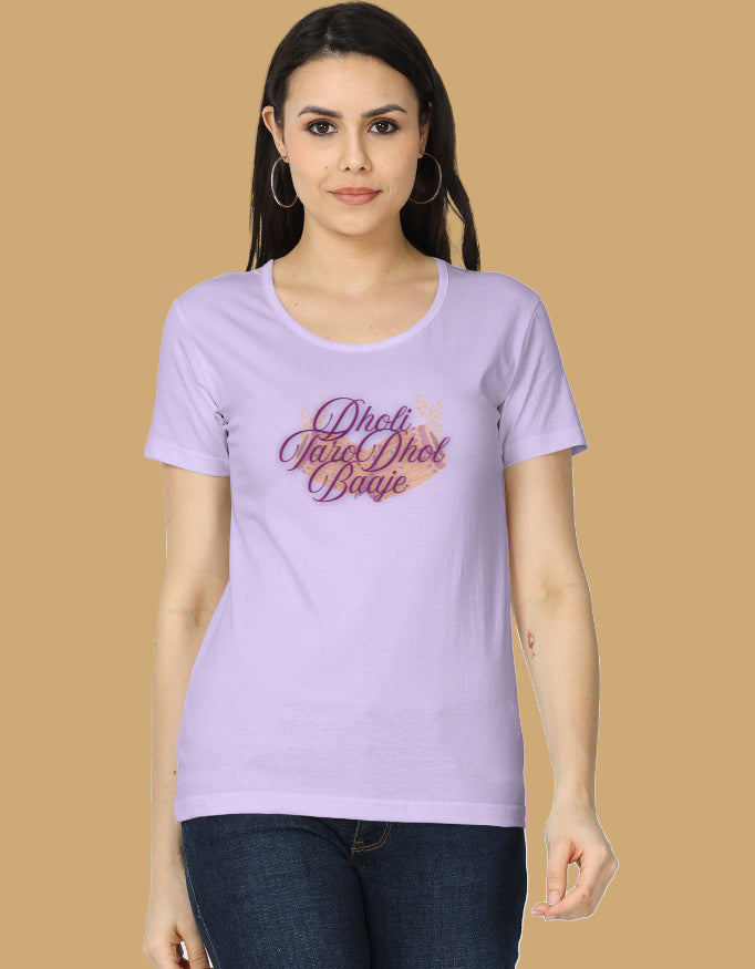 womens-classic-dholi-taro-dhol-baje-tshirt-multi-color-cotton-lavender