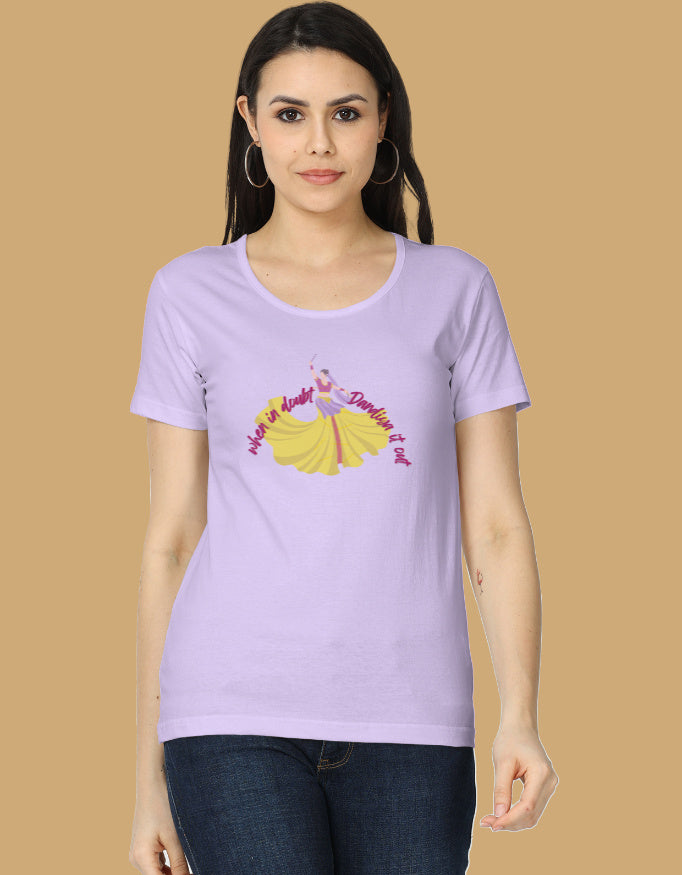 womens-classic-when-in-doubt-dandiya-it-out-tshirt-cotton-lavender