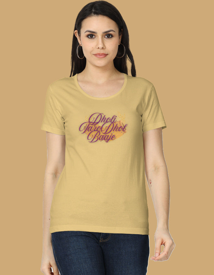 womens-classic-dholi-taro-dhol-baje-tshirt-multi-color-cotton-beige