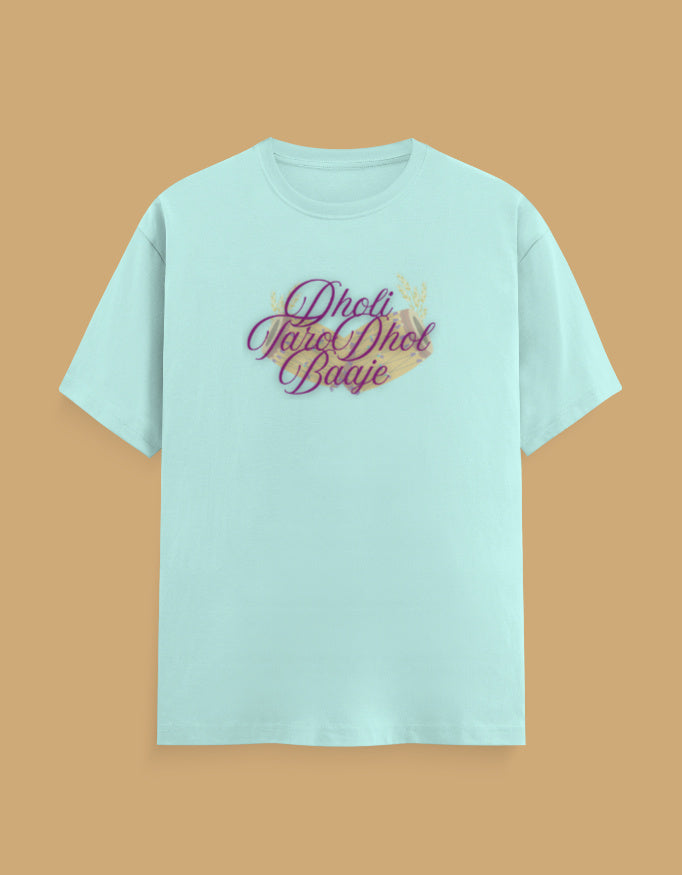 dholi-taro-dhol-baje-mens-cotton-tshirt-mint