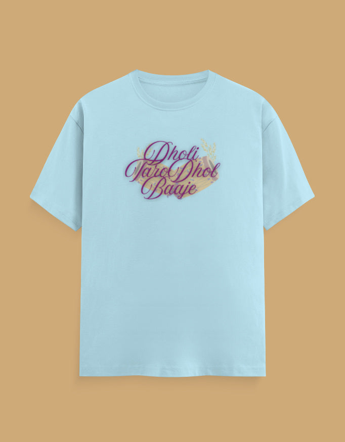 dholi-taro-dhol-baje-mens-cotton-tshirt-baby-blue