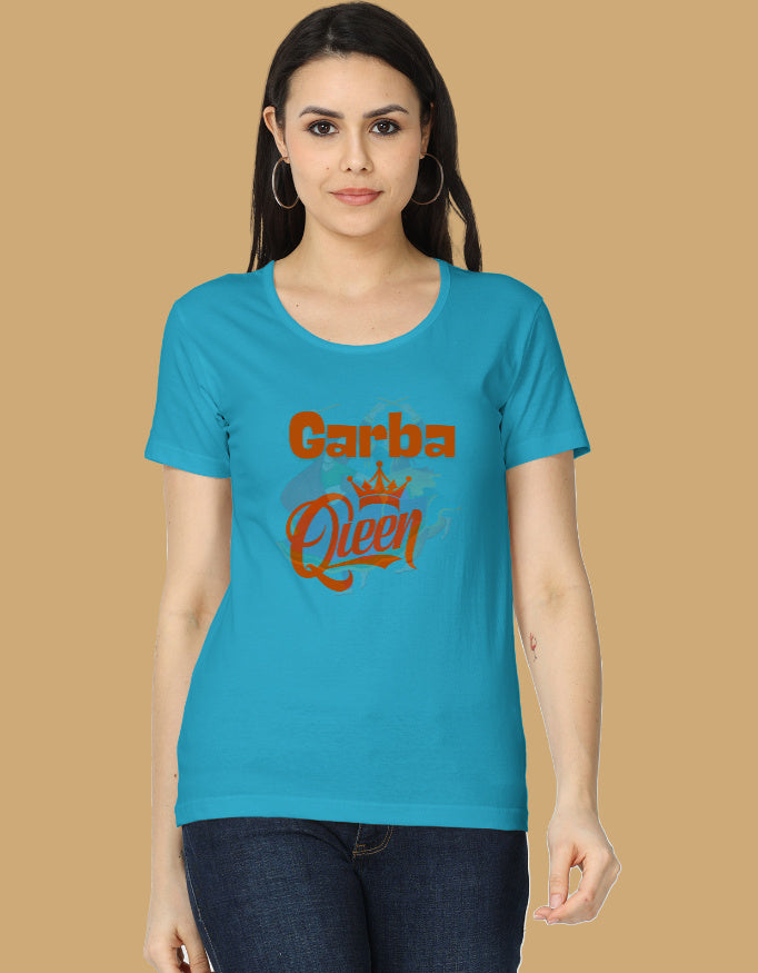 womens-classic-garba-queen-tshirt-cotton-skyblue